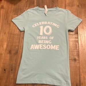 10 Years of Being Awesome birthday shirt tenth birthday gift teal T-shirt